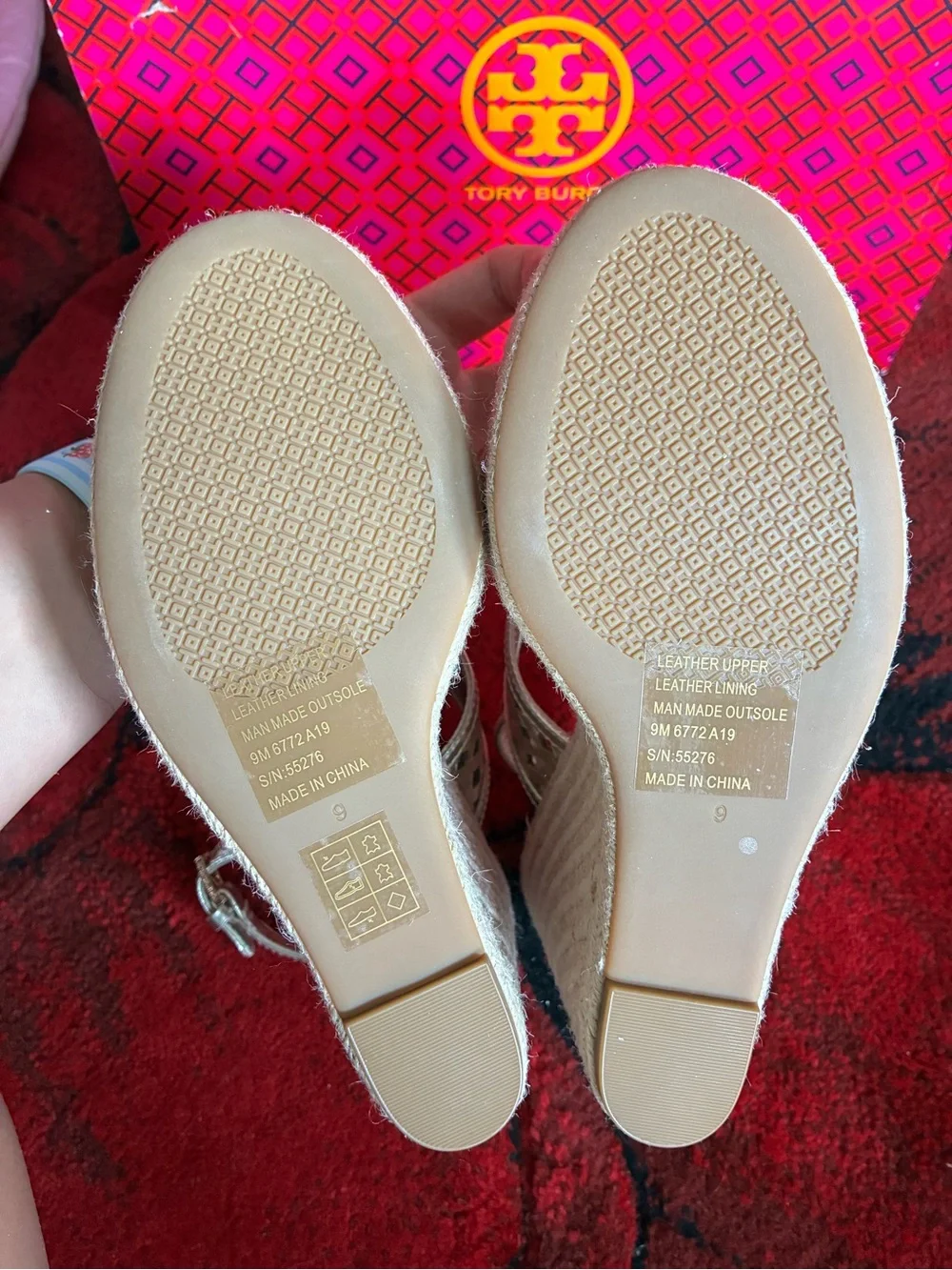 Tory Burch Metallic Gold Espadrille Wedges